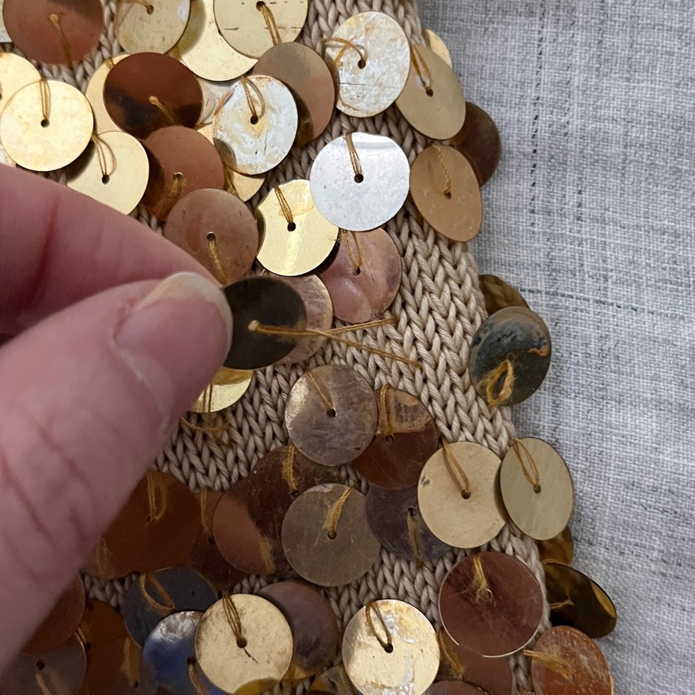 Dries Van Noten cotton short sleeve sweater with front gold payette sequins - Picture 6 of 11